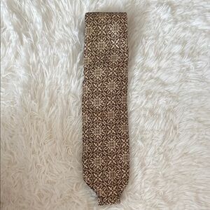 Yves Saint Laurent Silk Brown and Cream Patterned Tie